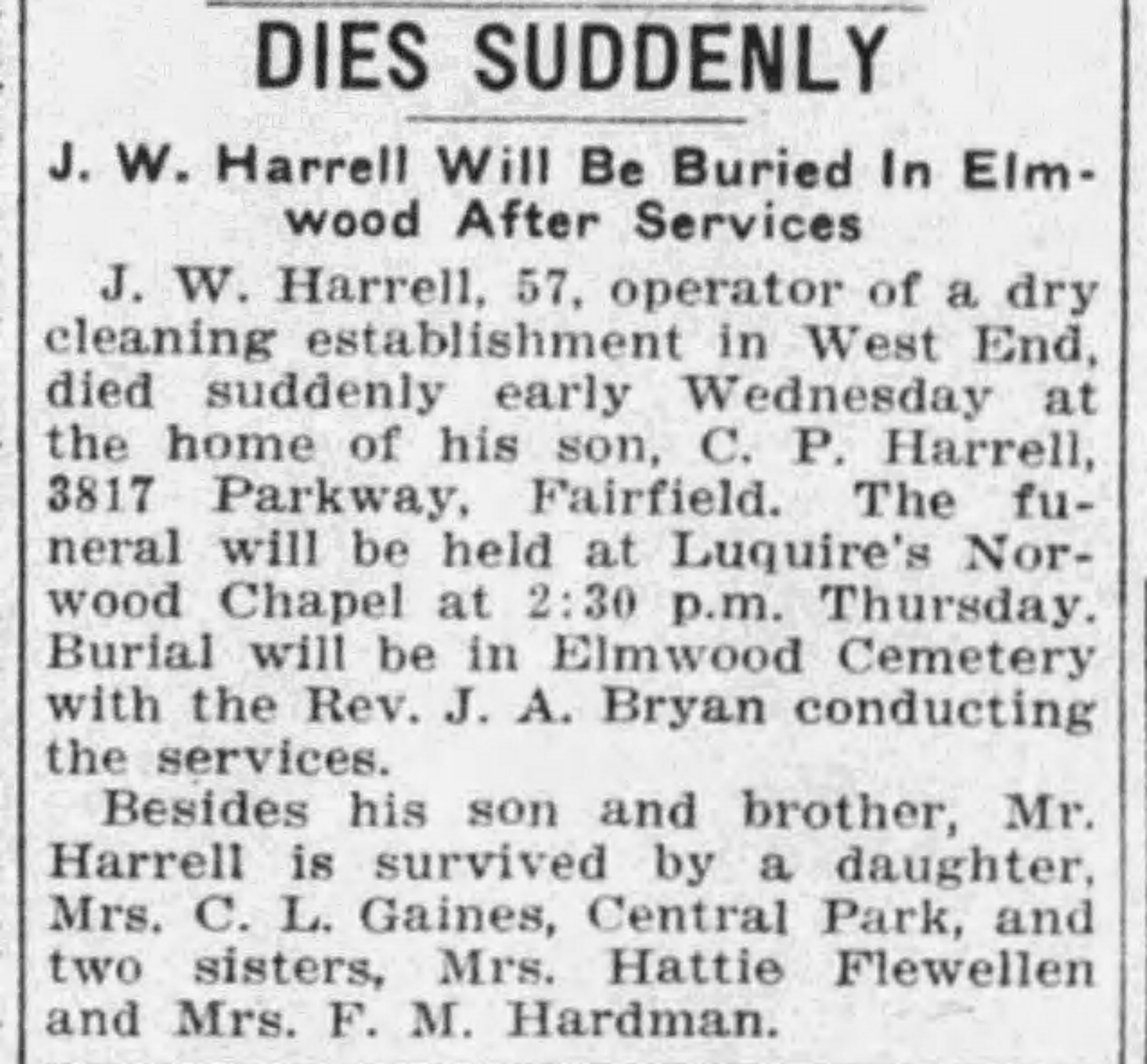 J.W. Harrell obituary